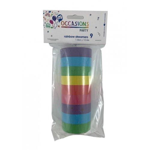 Boat Throw Serpentine Paper Rainbow Coloured Streamers 14m Long Pack 9