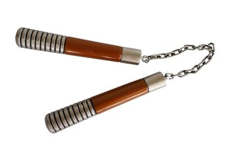 Weapon Ninja Nunchucks Brown & Silver 65cm Costume Accessory Prop