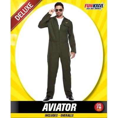 Adult Green Aviator Pilot Jumpsuit Suit Large