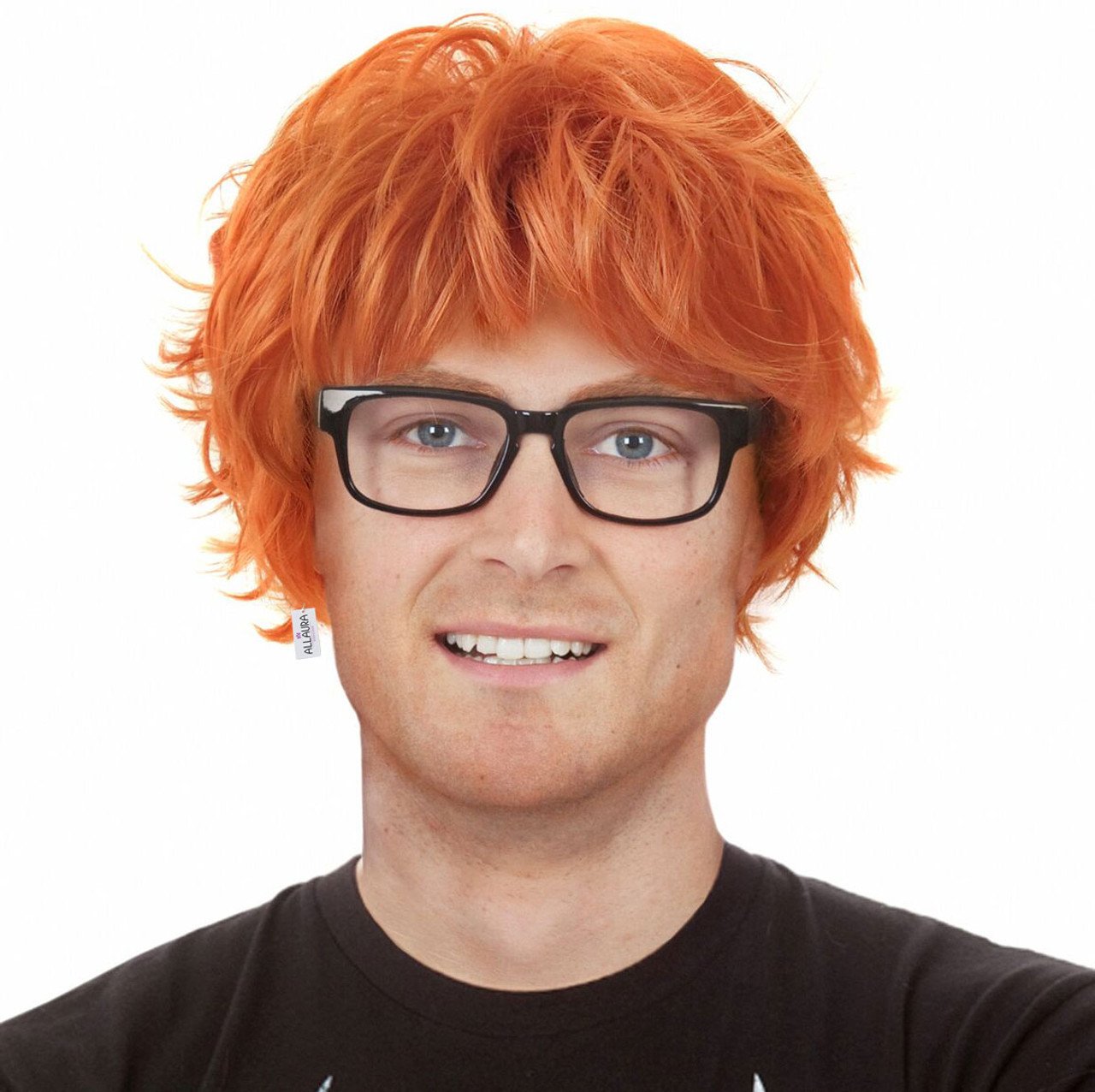 Wig Red Ed Orange/Red With Glasses & Tattoo Sleeve Costume Set