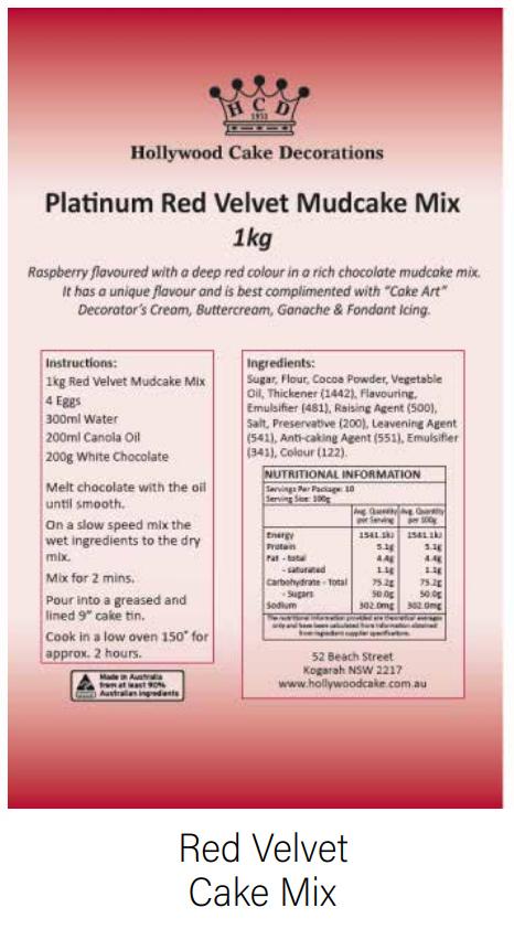 Mud Cake Red Velvet Hollywood Cake Mix 1kg - Supply issues