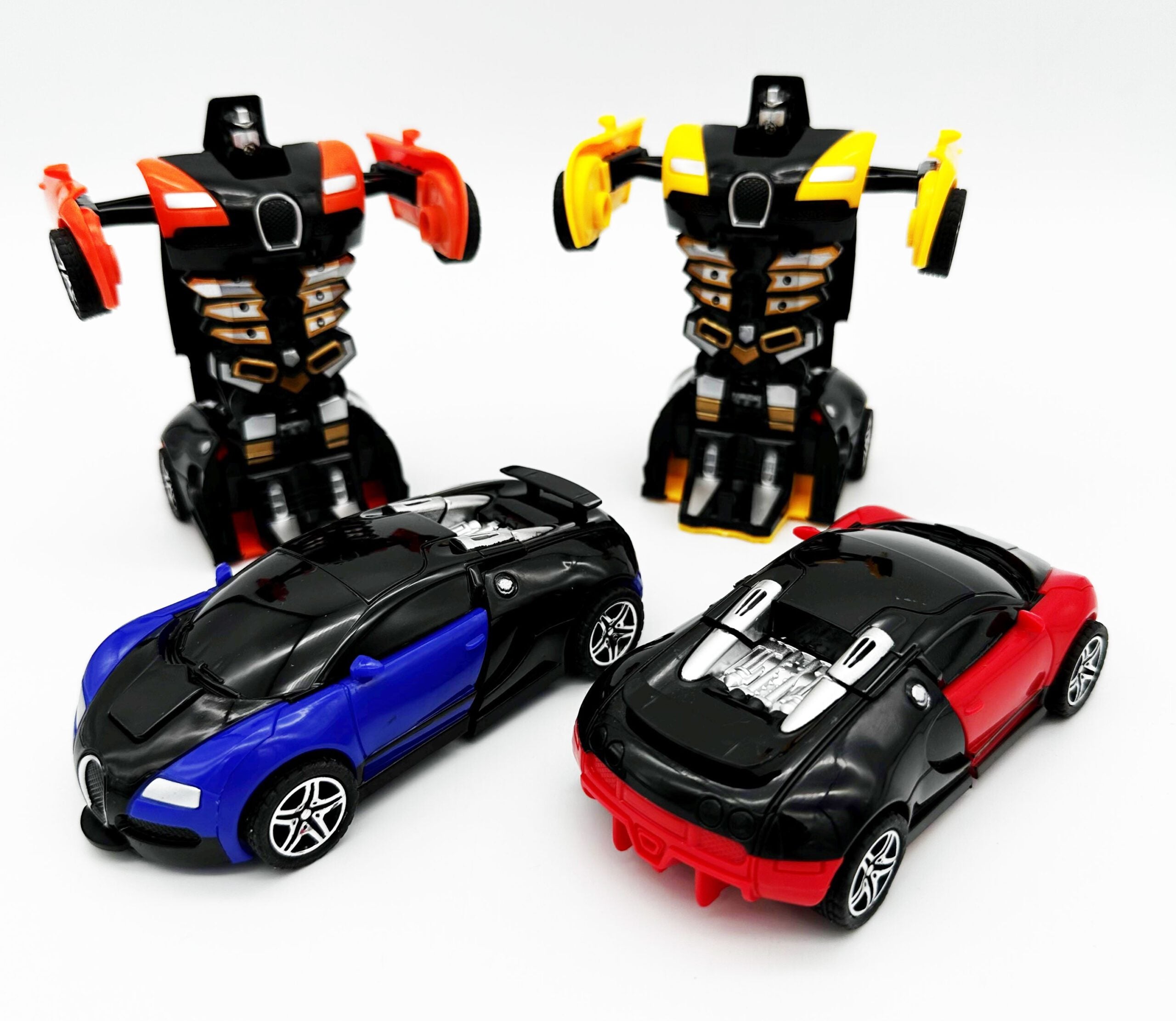 Toy Bugatti Transform Robot Car Pull Back 12cm Assorted Designs Each