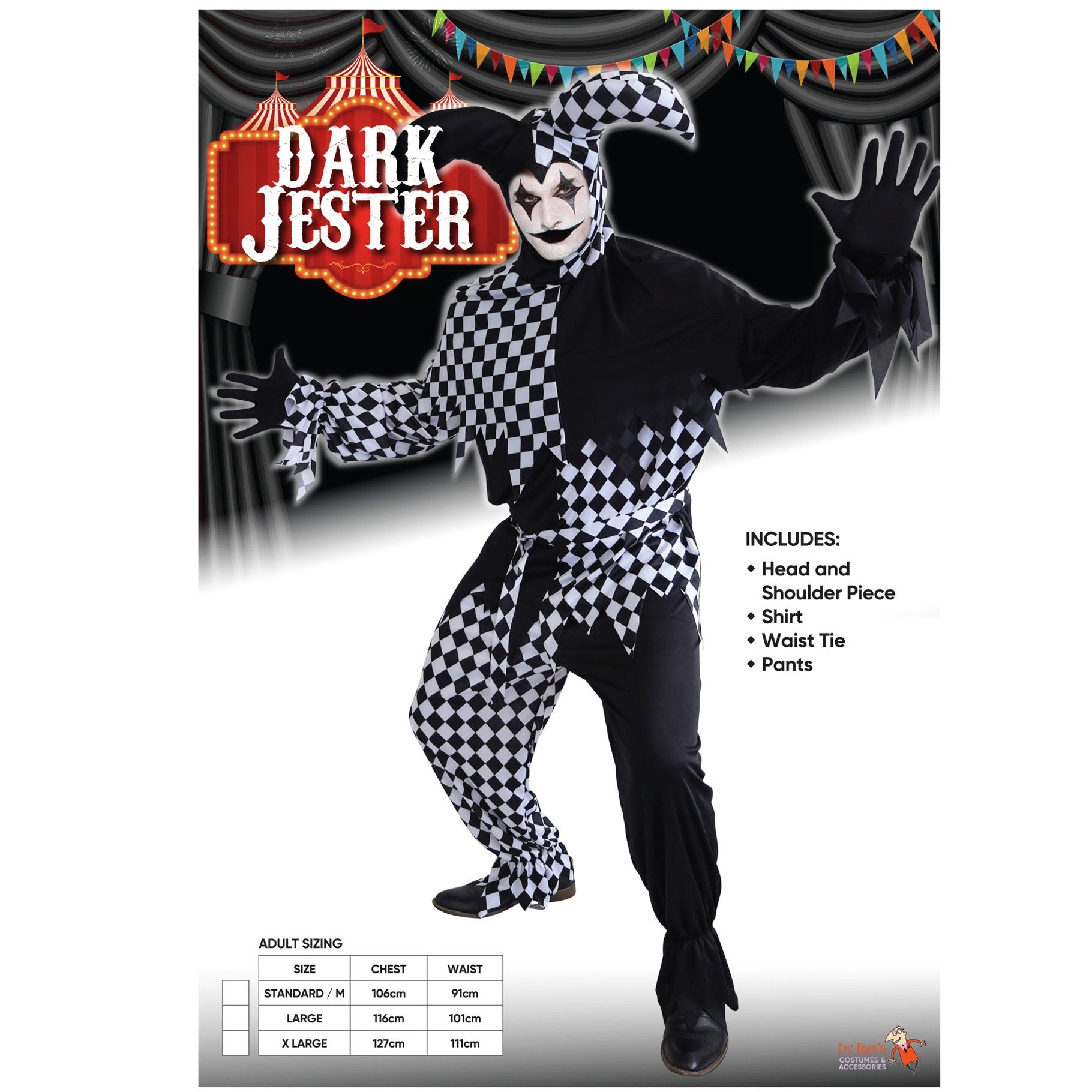 Costume Adult Jester Black & White Harlequin