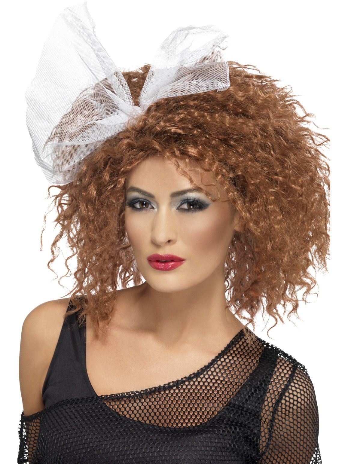 Wig 1980s Brown Curly