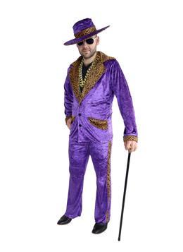 Costume Adult Pimp Suit Purple with Leopard Print