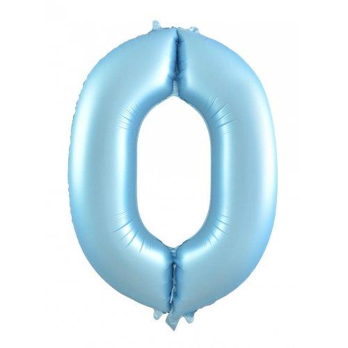 Balloon Foil Megalooon Number 0 Matte Pastel Blue 86cm