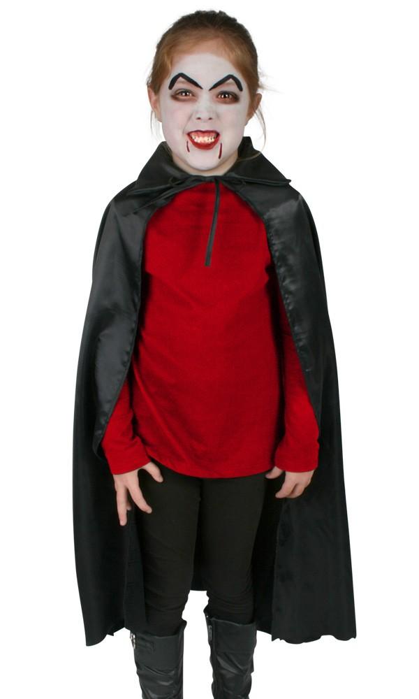 Costume Cape Child Satin Black 75cm Long Suit up to 10 years