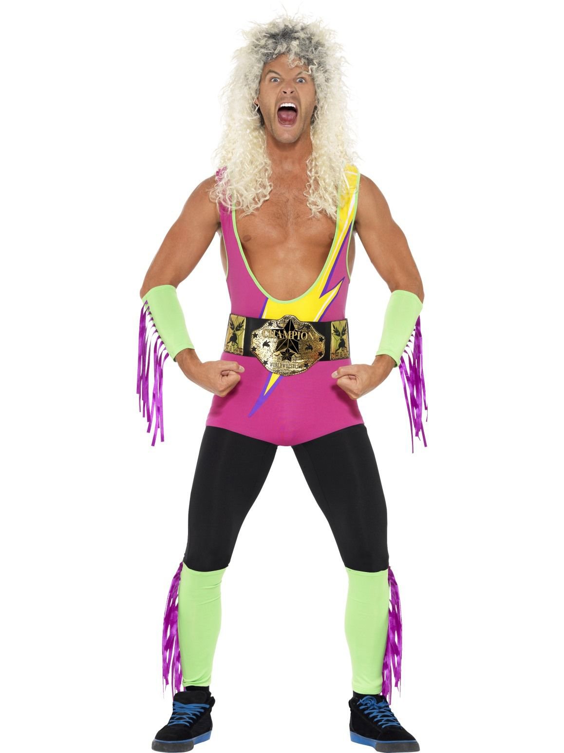 Costume Adult Retro Wrestler 1980s/1990s