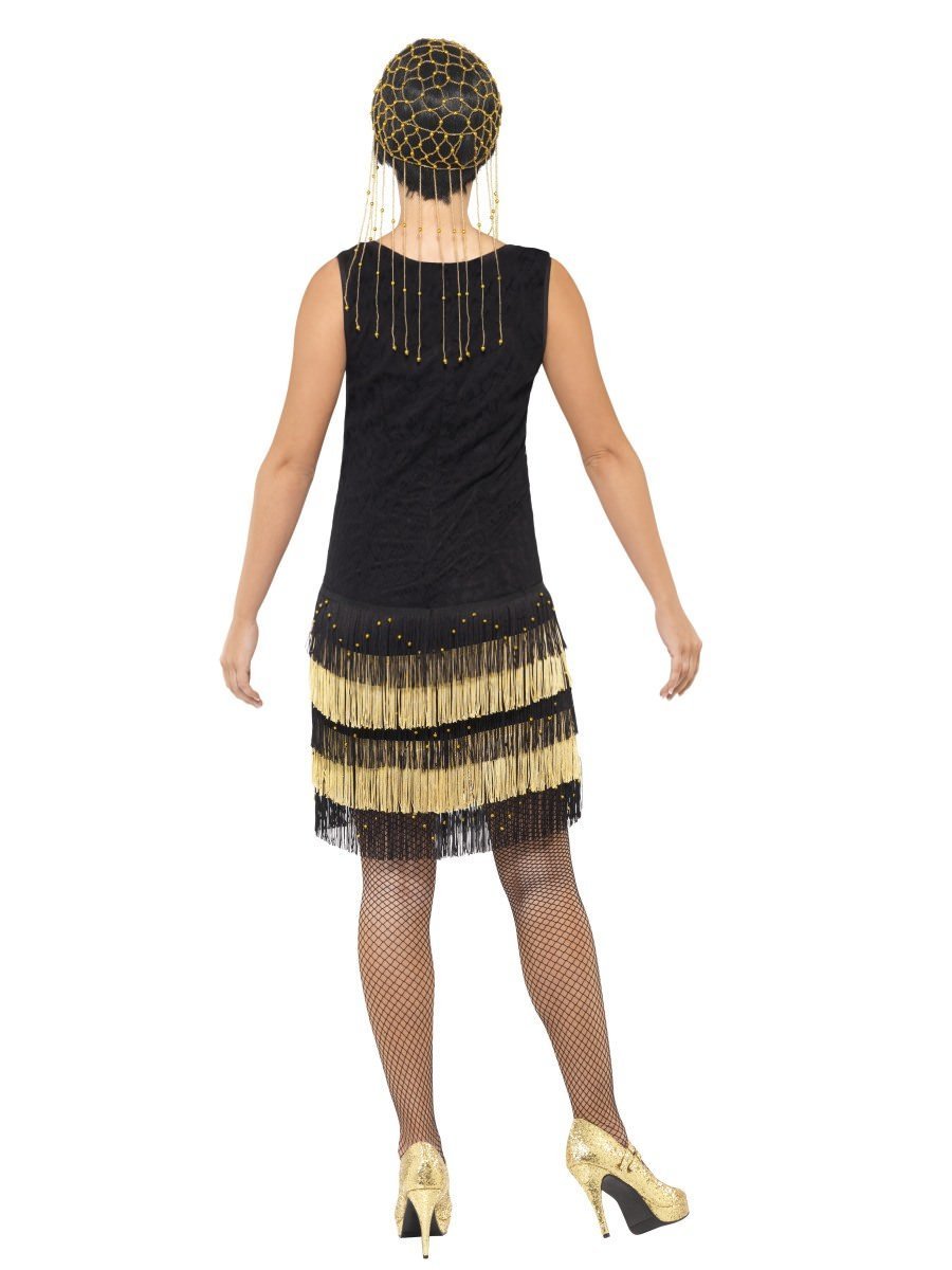 Costume Adult Womens  Fringed Flapper Black & Gold