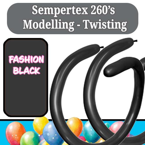 Balloon Modelling 260 Fashion Black Sempertex Pk 50