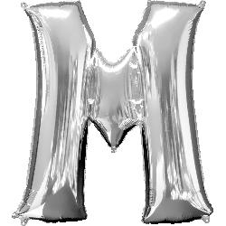 Balloon Foil Letter M Silver 86cm - Discontinued Line Last Chance To Buy