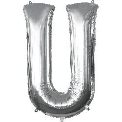 Balloon Foil Letter U Silver 86cm - Discontinued Line Last Chance To Buy