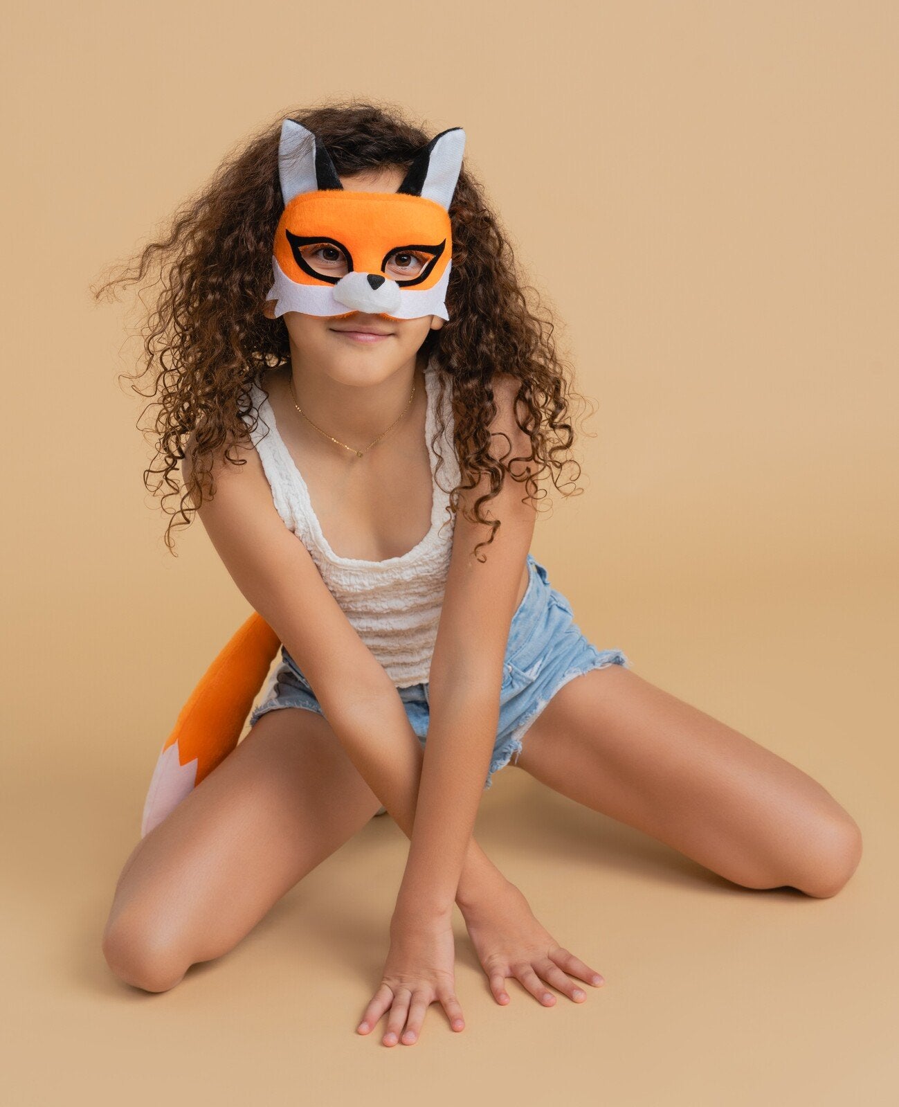 Animal Costume Mask Set Deluxe Fox Orange