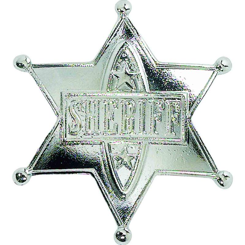 Badge Silver Star Sheriff Large Costume Accessory Toy Plastic