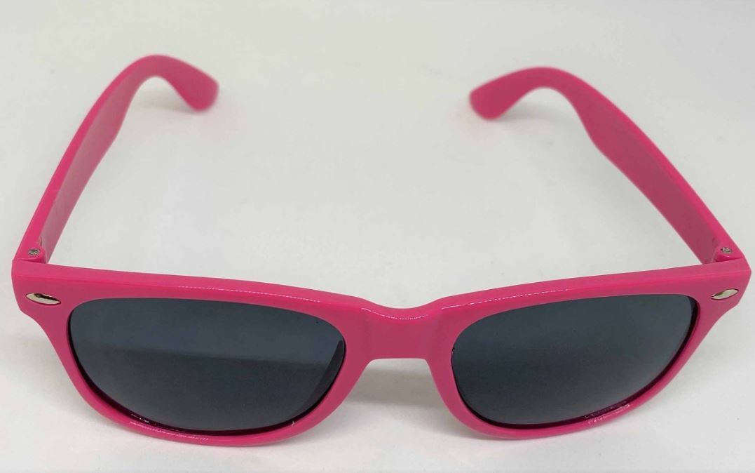 Glasses Fluro Neon Pink 1980s Dark Lenses UV Coated Costume Prop