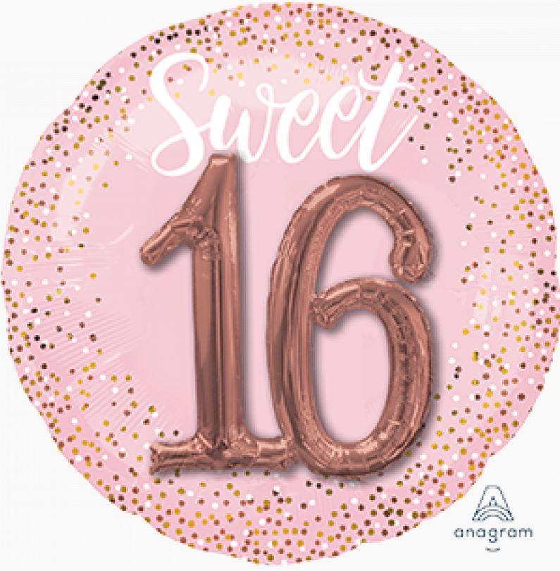 Balloon Foil Shape Sweet 16 Pink Blush