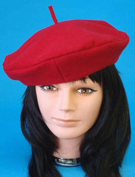 Hat Beret Red Deluxe French/France