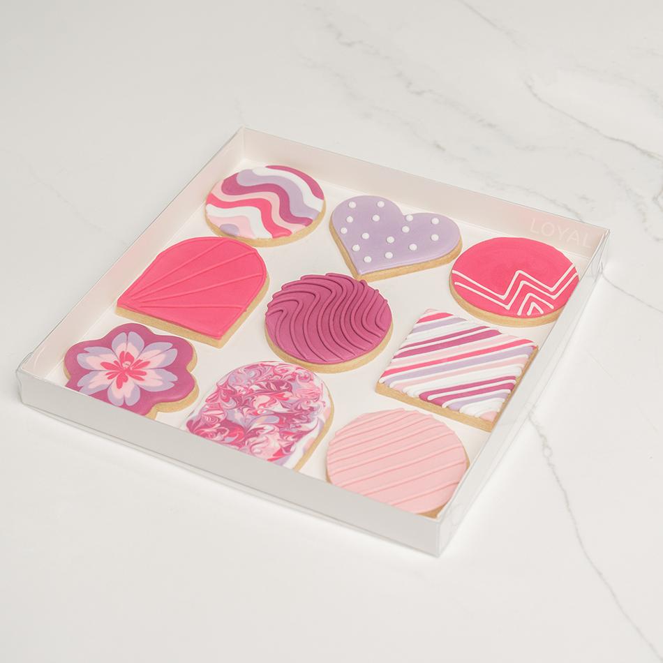 Biscuit Cookie/Bonbonnieres/Chocolate/Treat Box & Lid 25x25x2.5cm Ctn 100