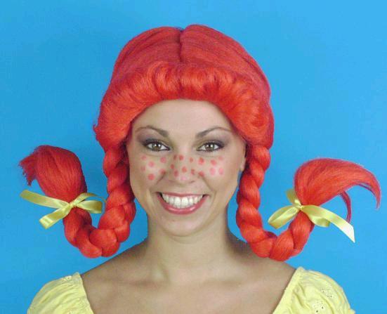 Wig Pippi Long Red With Plaits Delxue