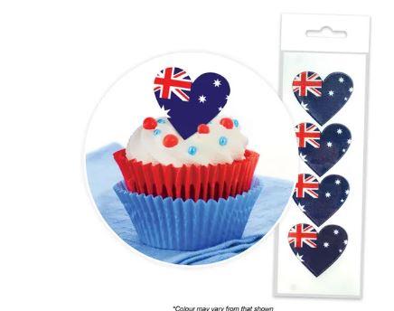 Edible Icing Wafer Topper Austraian Flag Heart