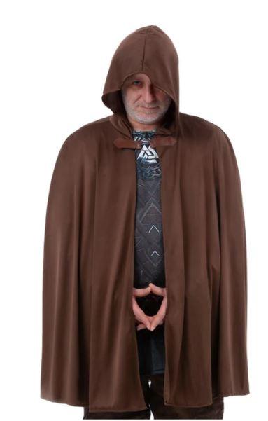 Costume Adult Cape Brown Hooded Mid Length King/Knight/Viking