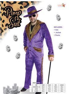 Costume Adult Pimp Suit Purple with Leopard Print