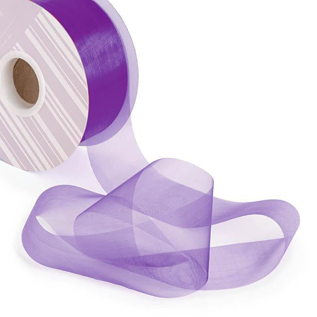 Organza Ribbon Purple Cut Edge 50mm x 100m