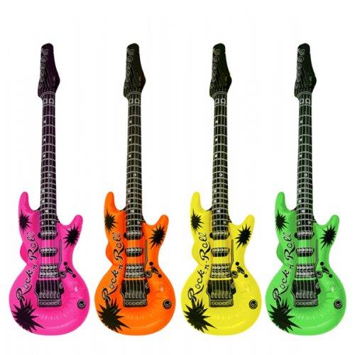 Inflatable Guitar Each Neon 1980s 106cm Assorted Colours Novelty Joke Prop