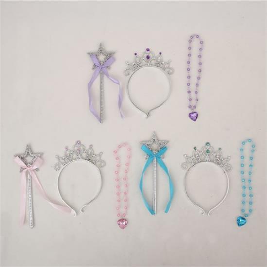 Princess Accessory Kit 3 Piece Wand, Tiara and Necklace Assorted Colours