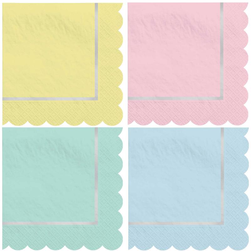 Napkins Beverage Pretty Pastel Pk/16 Hot Stamped Assorted Colours  Last cha