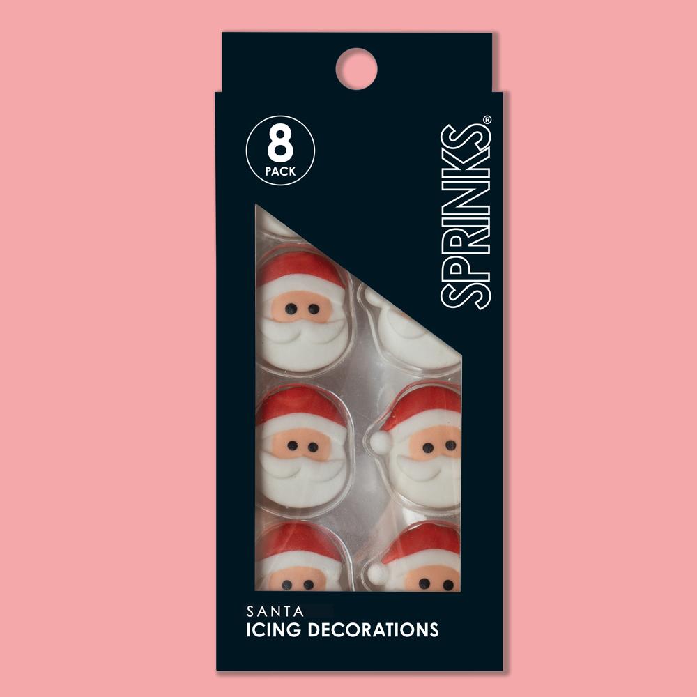 Edible Icing Decorations Christmas/Xmas Santas Pk/8