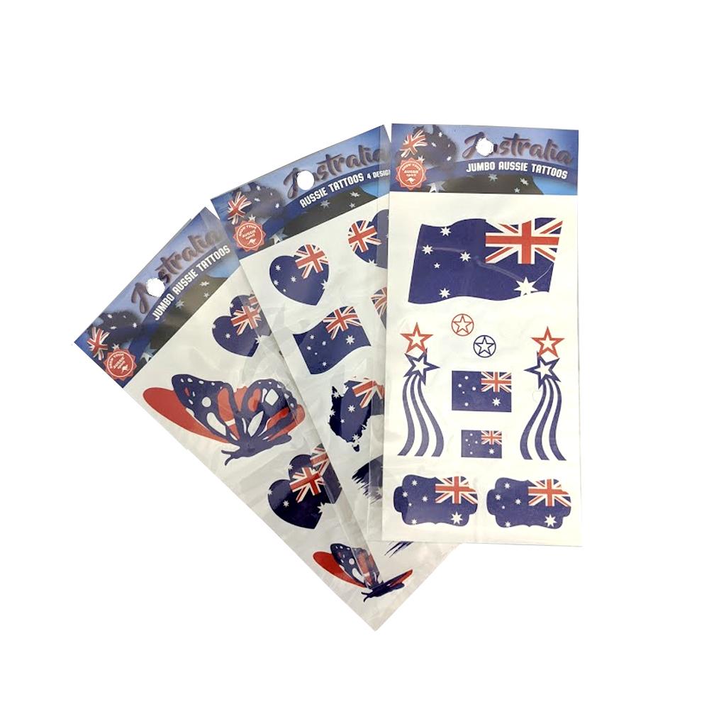 Temporary Tattoos Australian Aussie Assorted Designs Per Sheet