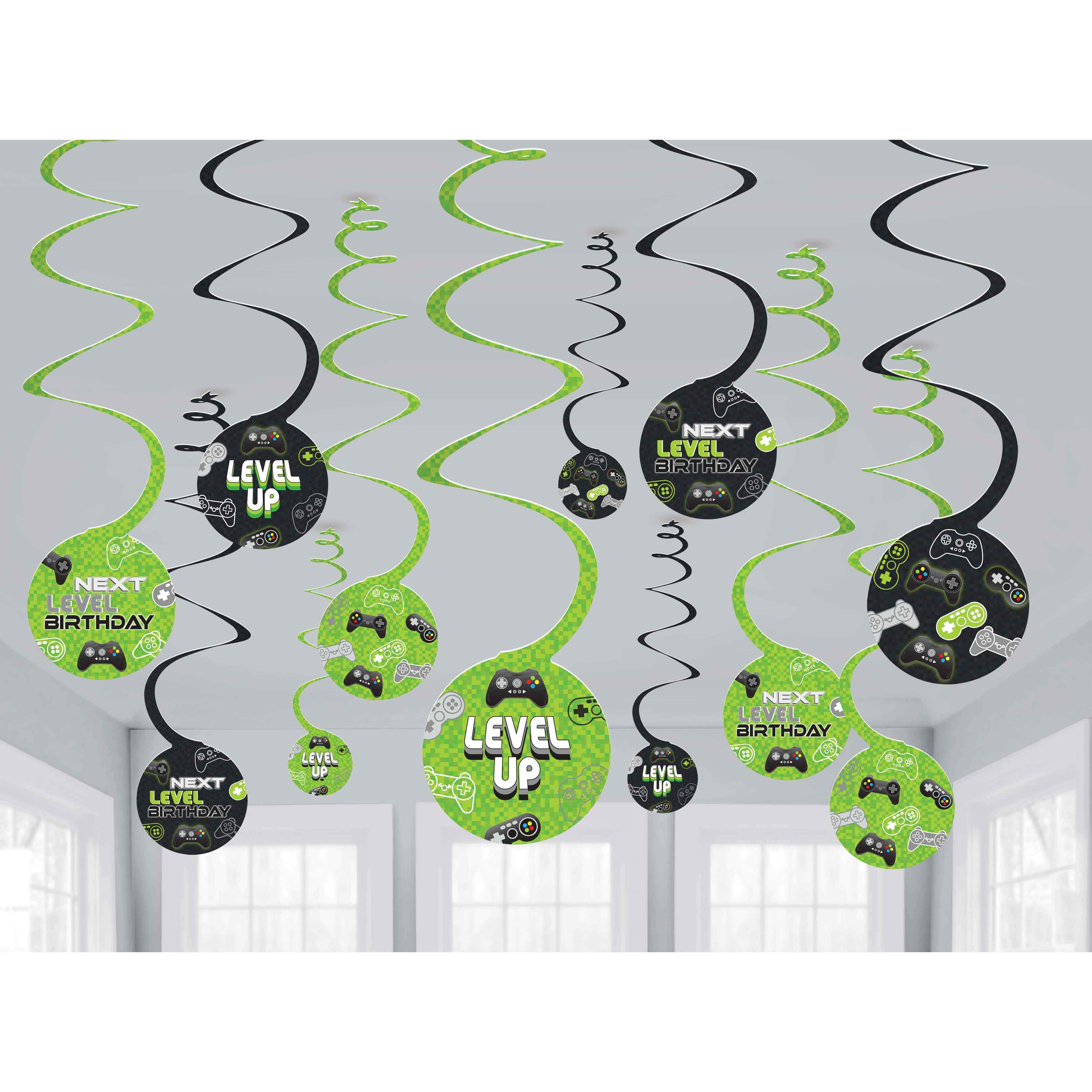 Level Up Gaming Spiral Hanging Decorations Pk 12- Discontinued Line