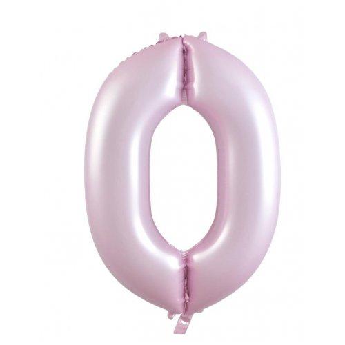 Balloon Foil Megalooon Number 0 Matte Pastel Pink 86cm