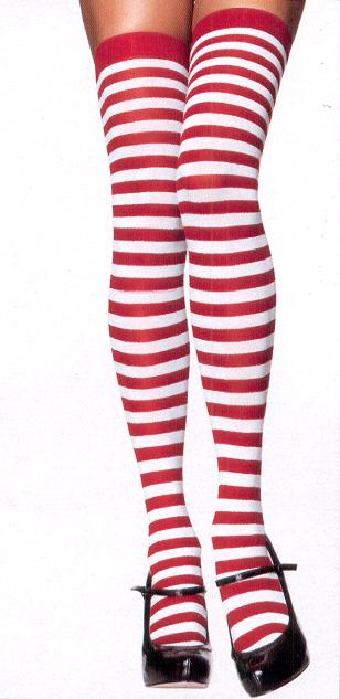 Pantyhose/Stocking Thigh High Red/White Stripe