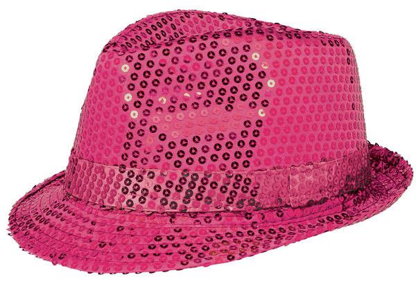 Hat Trilby Fedora Sequin Hot Pink