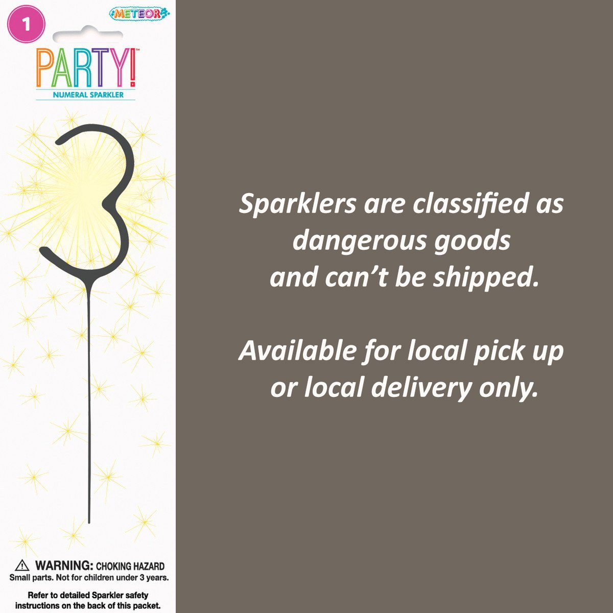 Sparkler Numeral 3 - Discontinued Last Chance To Buy