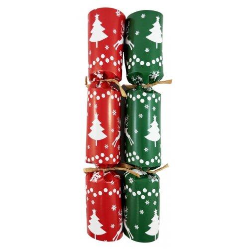 Christmas Bon Bons 25cm Paper Red & Green Reindeer & Tree Print Box/50