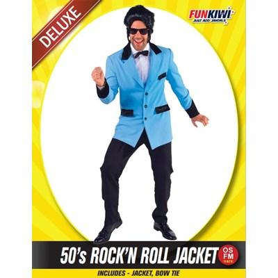 Costume Adult 1950 Rock n Roll Teddy Blue Jacket and Black Bowtie One Size