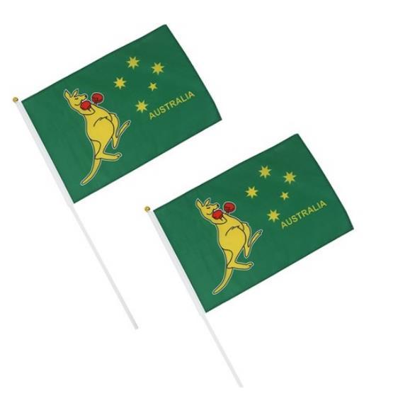 Hand Flag Aussie Boxing Kangaroo Pk/2 30x45cm