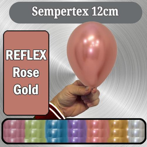 Latex Balloon 12cm Reflex Rose Gold Sempertex Pk 50