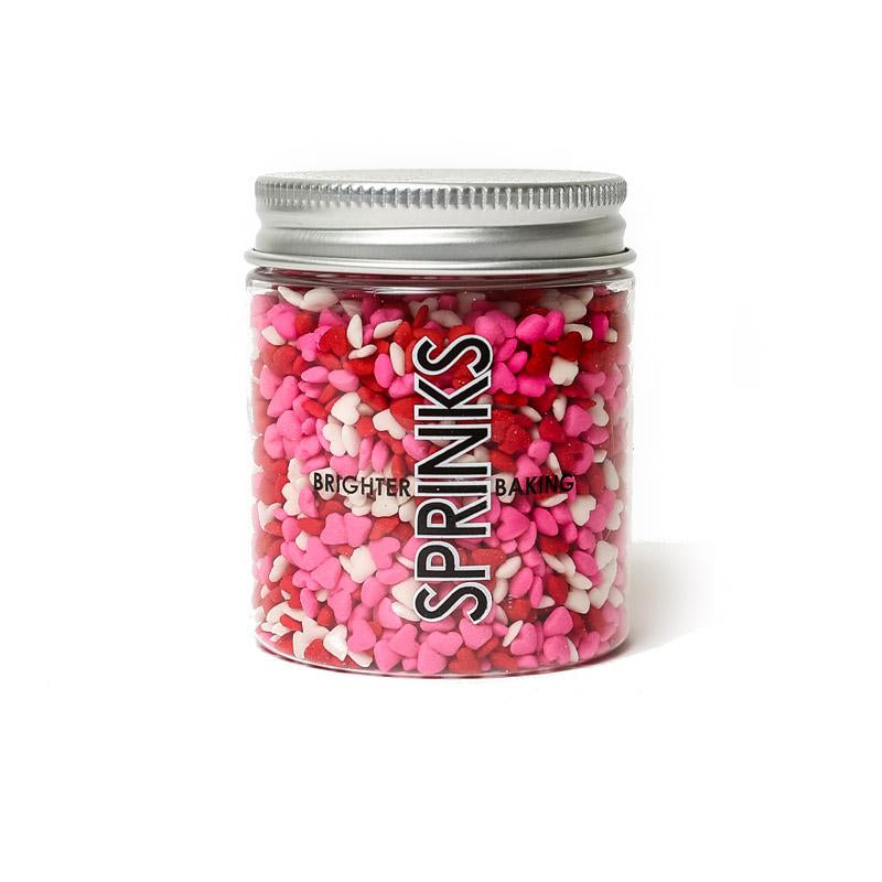 Edible Decorations Sprinkles Mini Love Hearts Red White & Pink 65g