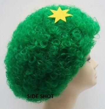 Wig Clown Curly Green & Gold (Yellow) With Australian (Aussie) Stars