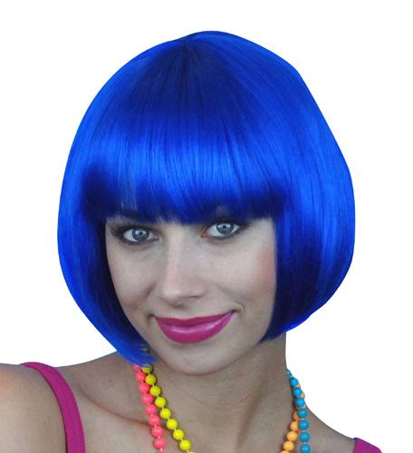 Wig Bob Neon Blue Short Deluxe Chin Length Costume Accessory