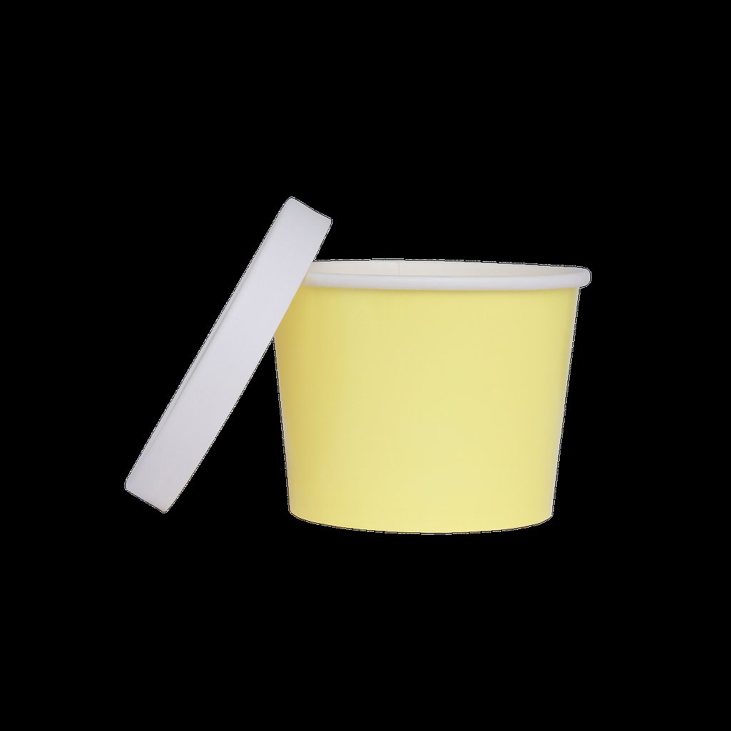 Paper Luxe Round Tub & Lid Pastel Yellow Pk 5