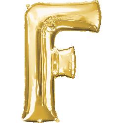 Balloon Foil Letter F Gold 86cm - Discontinued Line Last Chance To Buy