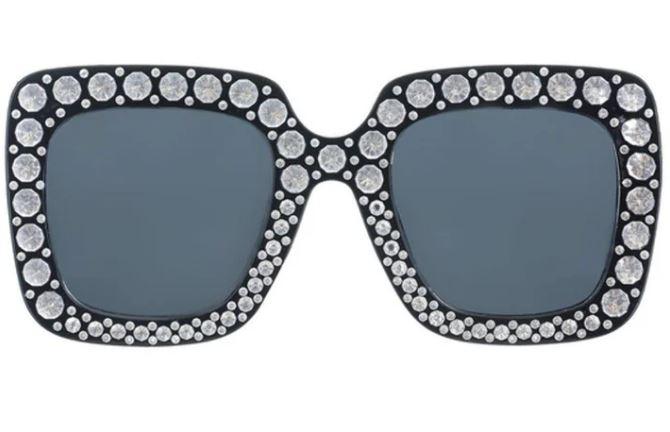 Glasses 1970s 1980s Disco Jewelled Diamante Studded Look Dark Lenses