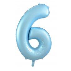 Balloon Foil Megalooon Number 6 Matte Pastel Blue 86cm