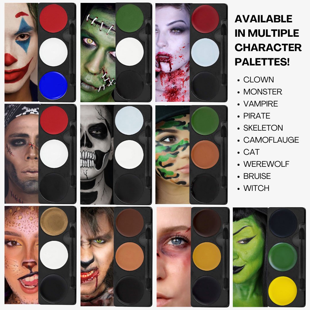 Make Up Palette Tri-Colour Face/Body Paint Bruise Kit Professional Mehron