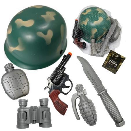 Novelty Costume Props Army Camouflage Military Set in Mesh Bag 6 Pieces